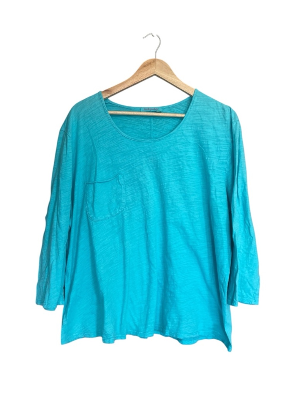 fresh produce Blue Scoop Neck Long Sleeve Top